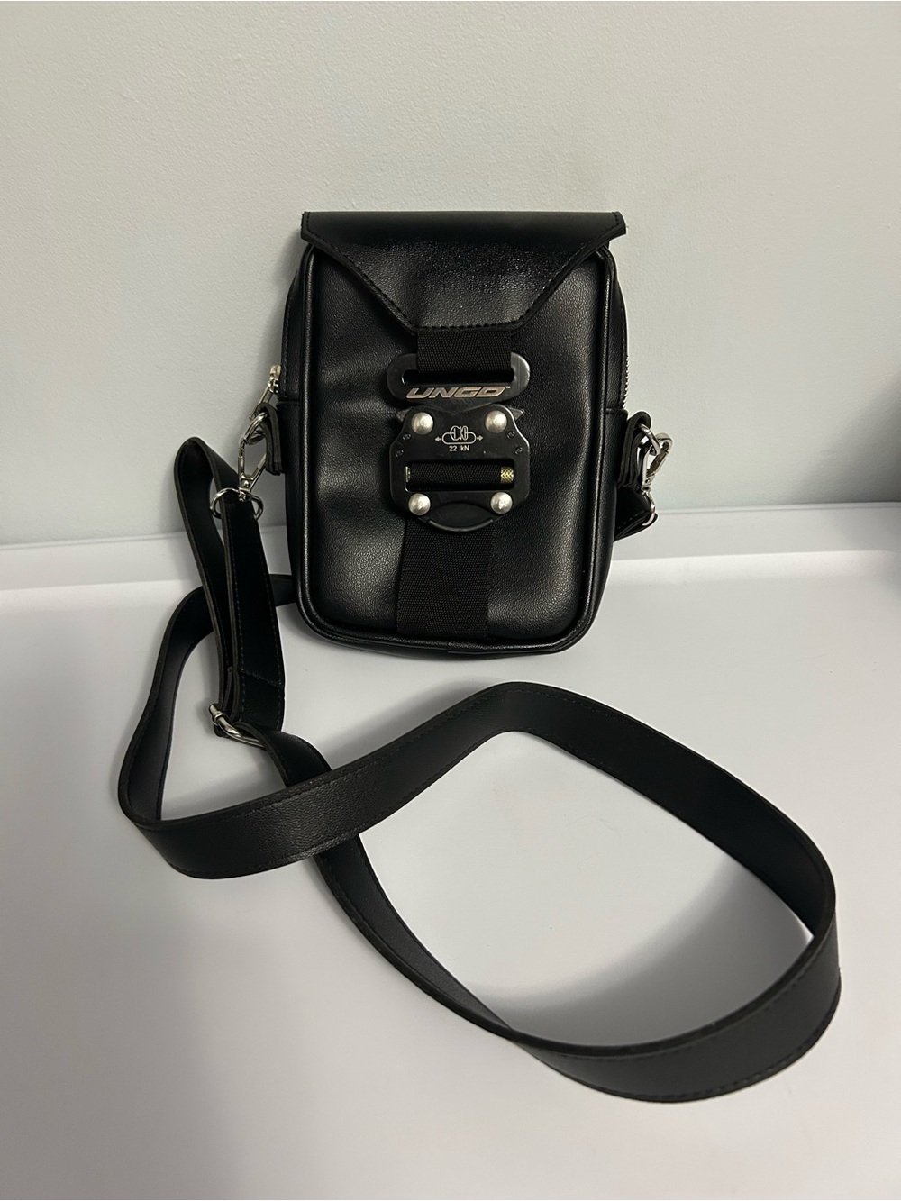 Black Leather Messenger Crossbody for Men